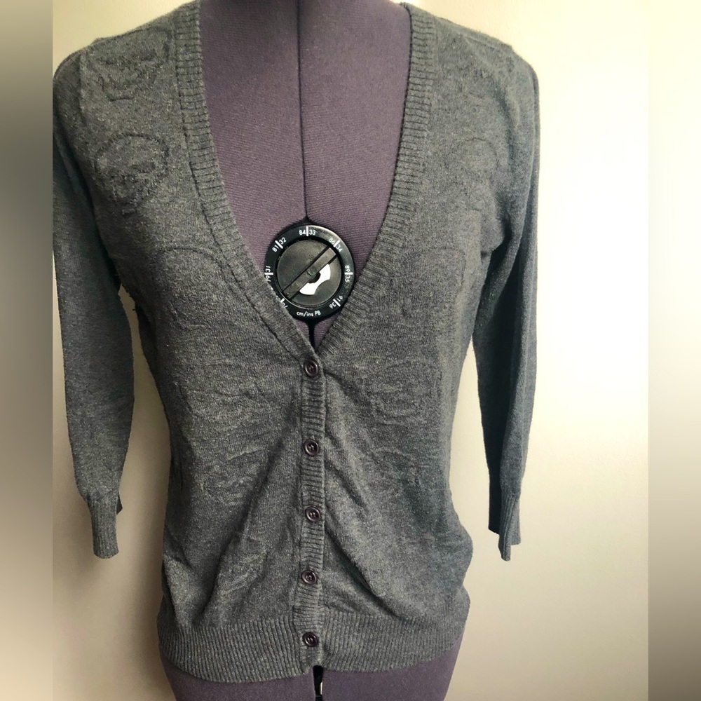 KERSH | Skull head design | Grey Cardigan | XS